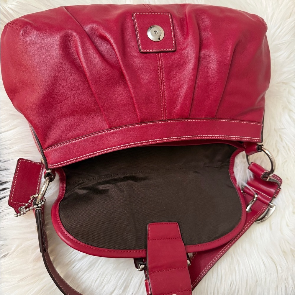 Coach Cherry Red Leather Shoulder Bag #F15204 - Picture 12 of 15